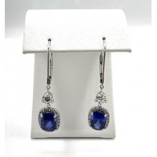 Plat and 18KWG Sapphire and Dia Drop Earrings