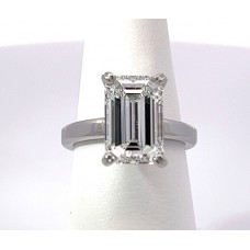 Platinum Emerald Cut Diamond Solitaire Ring