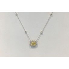 Platinum, 18 karat white gold, 18 yellow gold fanct yellow diamond and diamond necklace