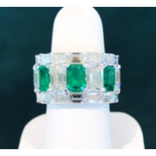 18K WG Diamond & Emerald Band 