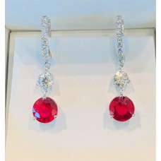 Platinum &18 karat white gold ruby and diamond dangles