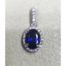 18K WG blue sapphire pendant