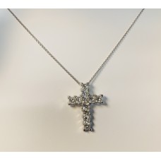 Platinum princess cut diamond cross 