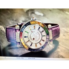 Multi color stone & diamond watch w/strap
