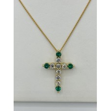 18 karat yellow gold diamond and emerald necklace