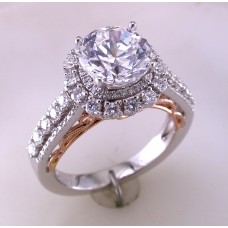 18K W/G & R/G diamond engagement ring 