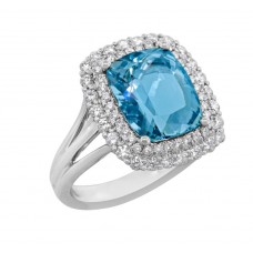 Aquamarine Diamond Ring