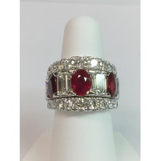 Burmese Ruby and Diamond Wedding Band
