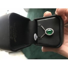 18k wg emerald diamond halo pend