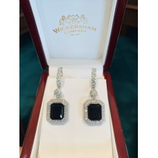 18k white gold palladium,platinum, diamond, and onyx dangle.