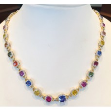 Multi color fancy sapphire and diamond necklace 