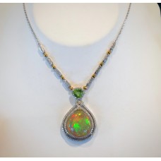 peridot, opal, and diamond necklace 