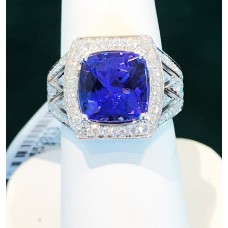 Tanzanite and dimaond halo ring  